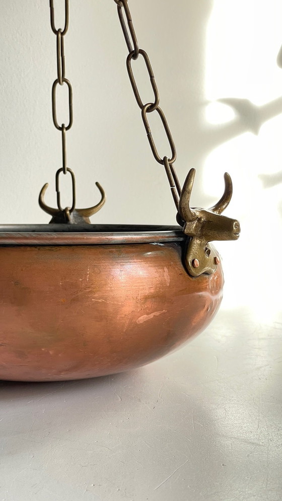 Image 1 of Cache-Pot Suspendu Aux 3 Buffles Vintage