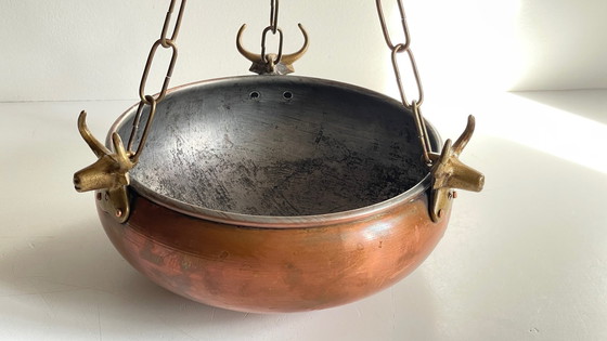 Image 1 of Cache-Pot Suspendu Aux 3 Buffles Vintage