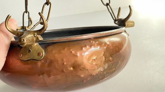 Image 1 of Cache-Pot Suspendu Aux 3 Buffles Vintage