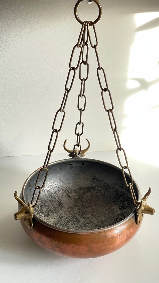 Image 1 of Cache-Pot Suspendu Aux 3 Buffles Vintage