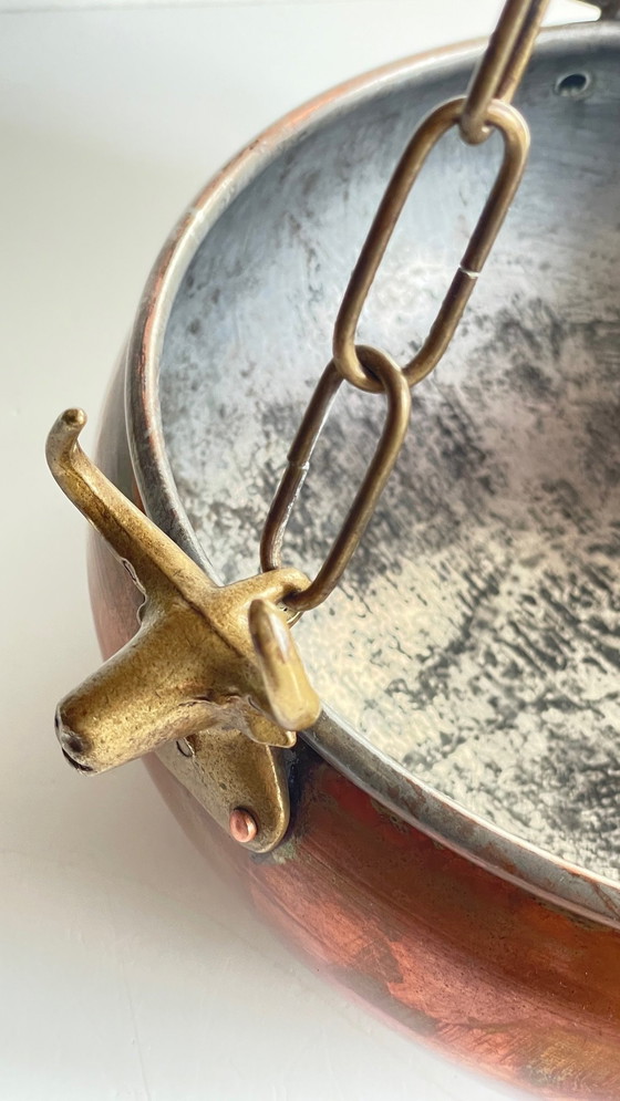 Image 1 of Cache-Pot Suspendu Aux 3 Buffles Vintage