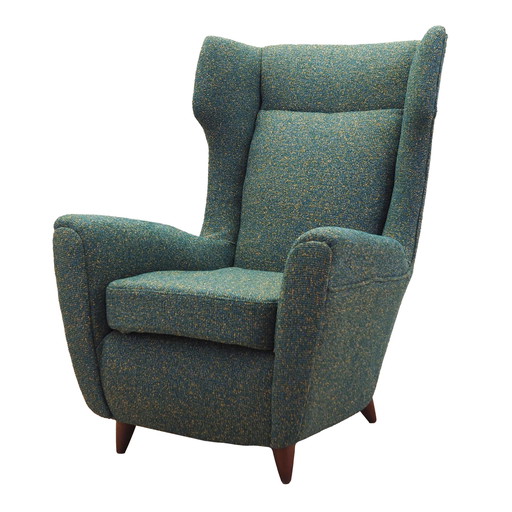 Fauteuil vert, Design italien, 1970, Production : Italie