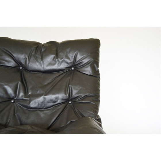 Image 1 of Ensemble de 4 fauteuils Siesta en cuir noir vintage par Ingmar Relling pour Westnofa, Norvège 1960s