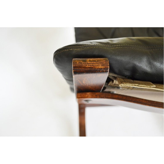 Image 1 of Ensemble de 4 fauteuils Siesta en cuir noir vintage par Ingmar Relling pour Westnofa, Norvège 1960s