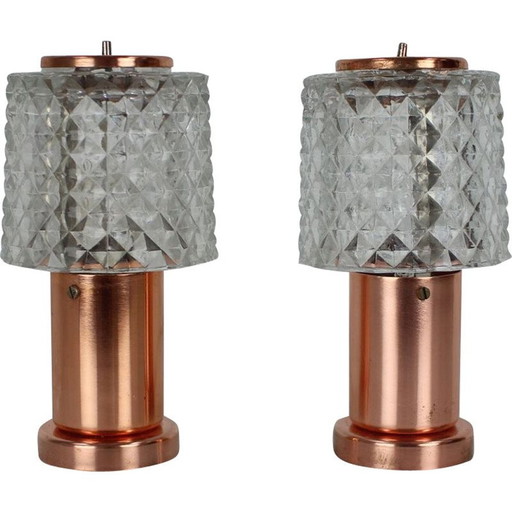 Paire de lampes vintage en cuivre par Kamenický Šenov, Tchécoslovaquie 1970