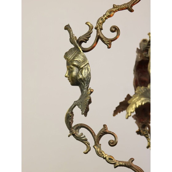 Image 1 of Lampe suspendue vintage en bronze doré et patiné