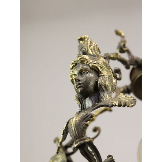 Image 1 of Lampe suspendue vintage en bronze doré et patiné