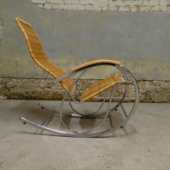 Image 1 of Rocking Chair Chrome & Rotin, 1970