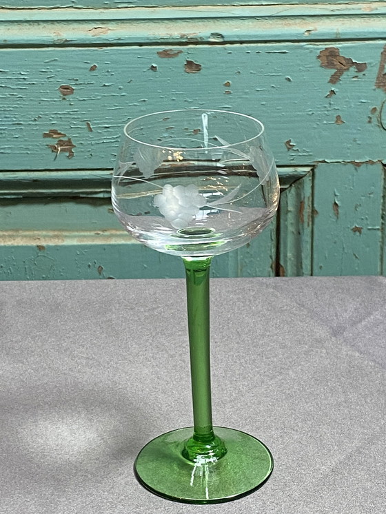 Image 1 of 8X Verres d'Alsace Vintage avec gravure de raisins