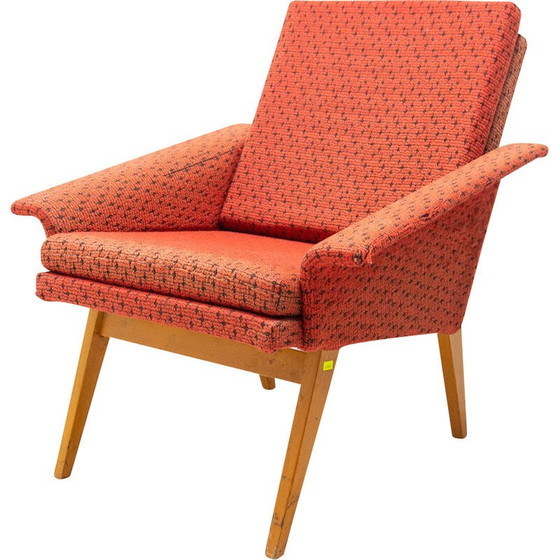 Image 1 of Fauteuil vintage en hêtre et tissu par Jaroslav Šmídek, Tchécoslovaquie années 1960