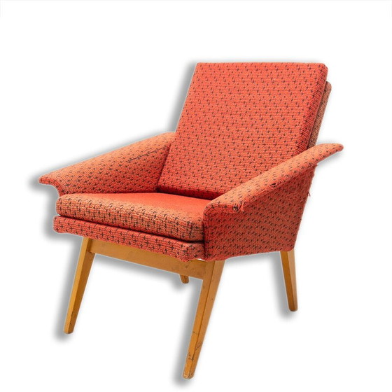 Image 1 of Fauteuil vintage en hêtre et tissu par Jaroslav Šmídek, Tchécoslovaquie années 1960