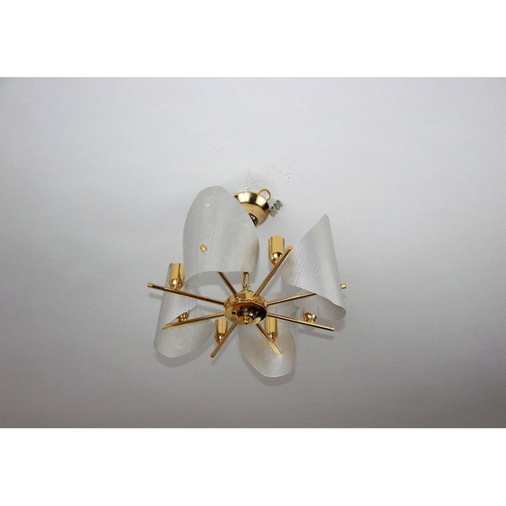 Image 1 of Lustre vintage en aluminium et acier laitonné, 1970