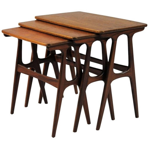 Tables gigognes vintage danoises en teck, années 1960