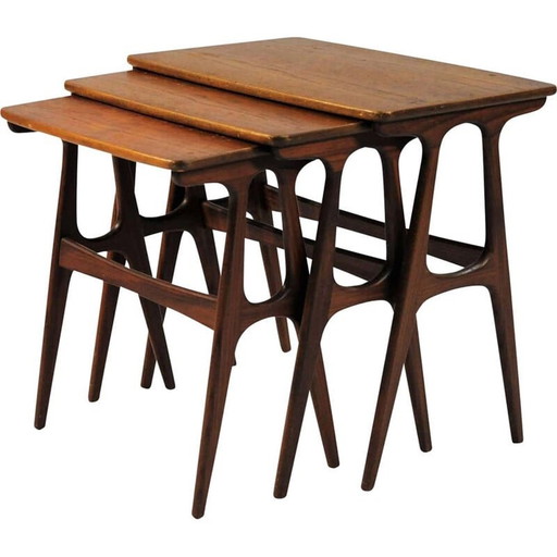 Tables gigognes vintage danoises en teck, années 1960