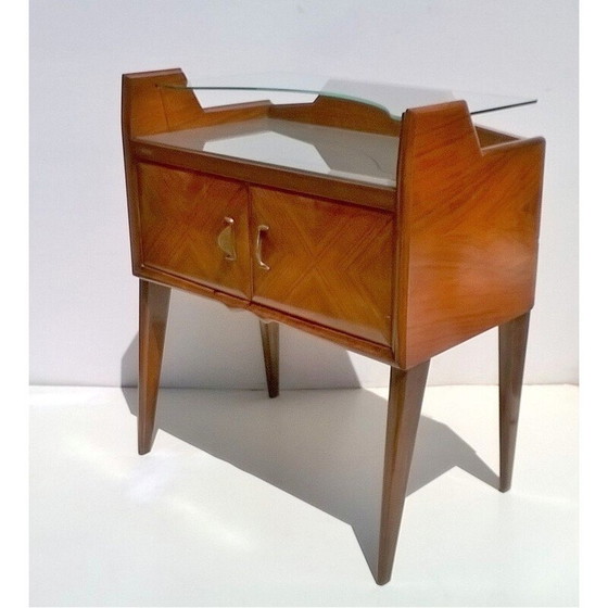 Image 1 of Paire de tables de nuit vintage en teck et verre par Paolo Buffa, années 1940