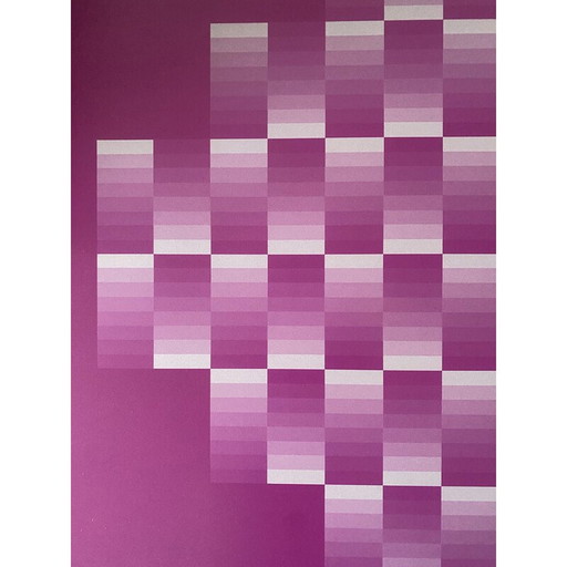 Photolithographie vintage "hommage à Vasarely" par Jim Bird, 1970