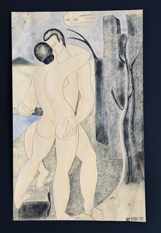 Image 1 of Augusta Berbuto 1914-1986 / Couple Enlacé Vers 1950