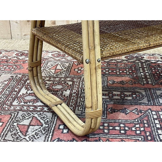 Image 1 of Table basse vintage en rotin et canne, 1970