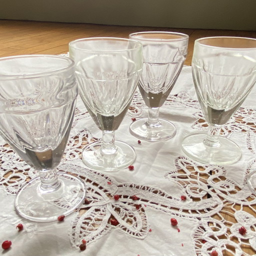 Lot De 5 Verres À Pied De Bistrot Français Avec Facettes