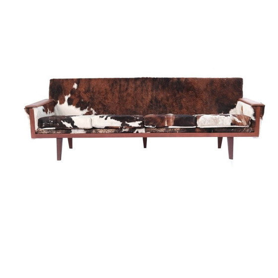 Image 1 of Ensemble de salon vintage en cuir de vache, Norvège, années 1970
