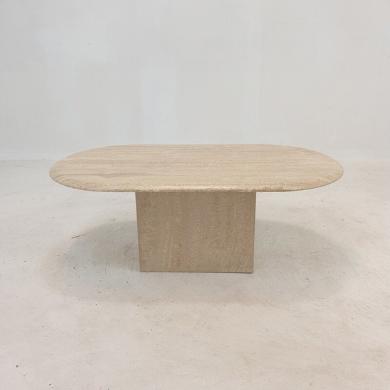 Image 1 of Table basse vintage en travertin, Italie 1980