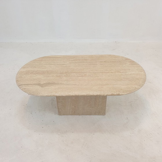 Image 1 of Table basse vintage en travertin, Italie 1980