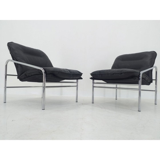Image 1 of Paire de fauteuils noirs vintage, Allemagne 1970