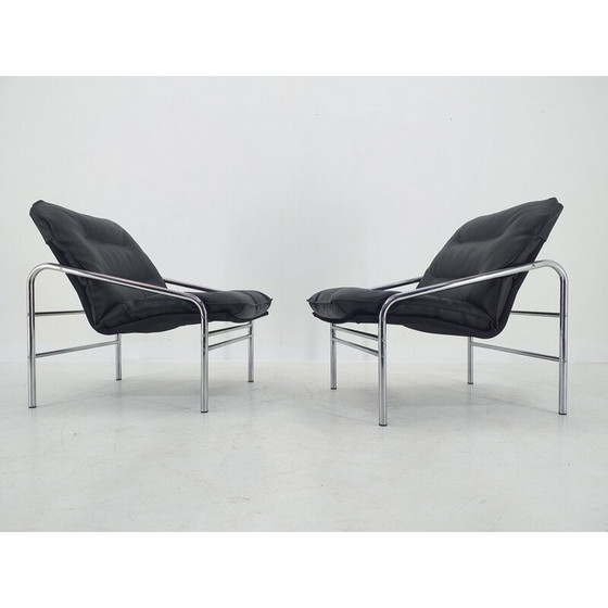 Image 1 of Paire de fauteuils noirs vintage, Allemagne 1970