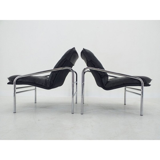 Image 1 of Paire de fauteuils noirs vintage, Allemagne 1970