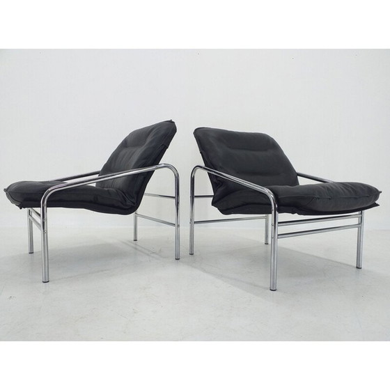 Image 1 of Paire de fauteuils noirs vintage, Allemagne 1970