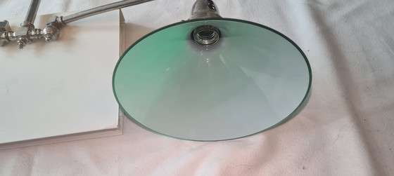 Image 1 of Vintage/Industriel Argent Vert Suspension ou Lampadaire Billard