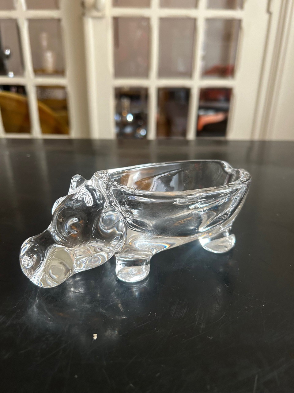 Presse-papier Hippopotame Stylisé En Verre - Fait Main - Occasion
