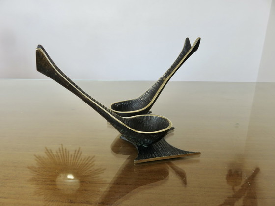 Image 1 of Porte Pipe Walter Bosse " Les Hirondelles " En Bronze Années 50