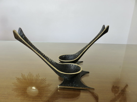 Image 1 of Porte Pipe Walter Bosse " Les Hirondelles " En Bronze Années 50