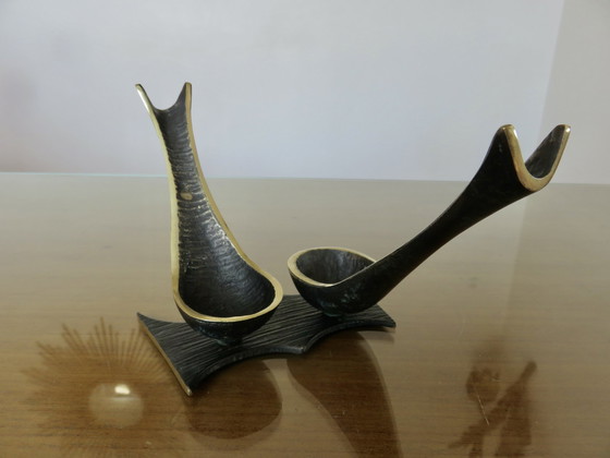 Image 1 of Porte Pipe Walter Bosse " Les Hirondelles " En Bronze Années 50