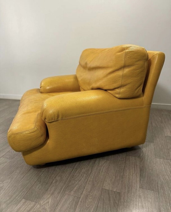 Image 1 of Fauteuil Cuir Jaune Rochebobois Années 80/90