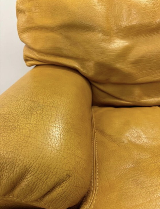 Image 1 of Fauteuil Cuir Jaune Rochebobois Années 80/90