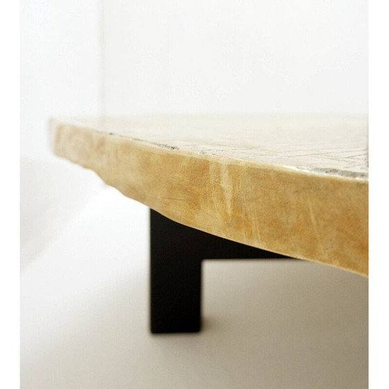 Image 1 of Table basse vintage en tronc d'arbre et bronze, Belgique