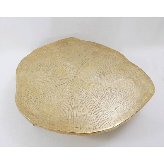 Image 1 of Table basse vintage en tronc d'arbre et bronze, Belgique