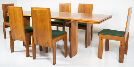 Image 1 of Table de salle à manger en bois Mid Century, dans le style de Mario Marenco, Italie, années 1980