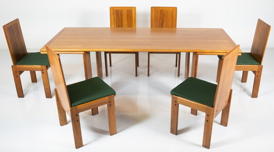 Image 1 of Table de salle à manger en bois Mid Century, dans le style de Mario Marenco, Italie, années 1980