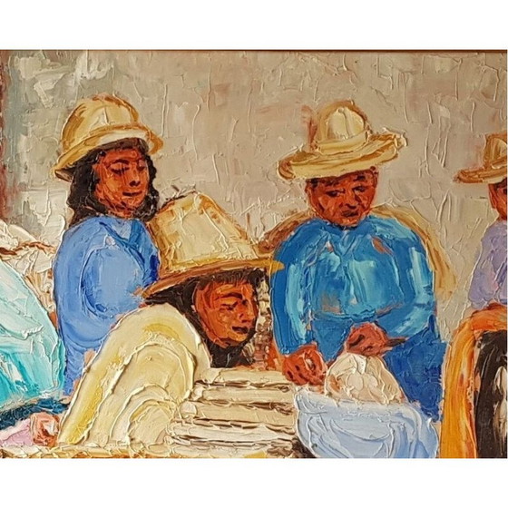Image 1 of Huile sur toile vintage "les Boliviens" de Trévoux, 1976