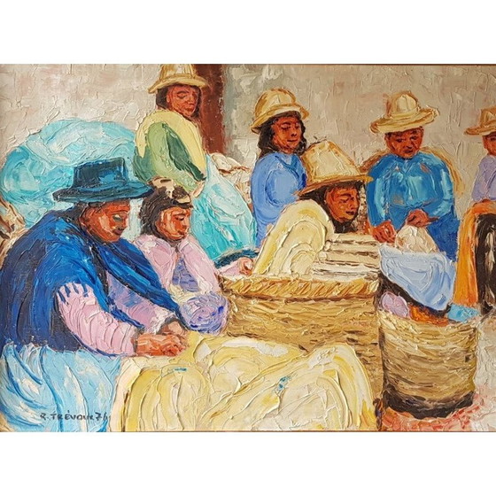 Image 1 of Huile sur toile vintage "les Boliviens" de Trévoux, 1976