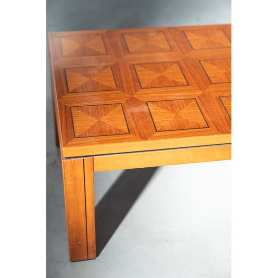 Image 1 of Table basse rectangulaire en cerisier incrusté, Vintage "Fox Hunt", 1970