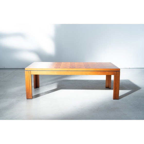 Image 1 of Table basse rectangulaire en cerisier incrusté, Vintage "Fox Hunt", 1970