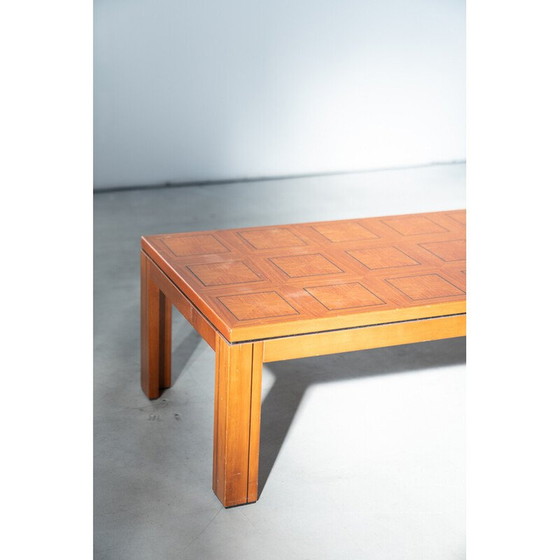 Image 1 of Table basse rectangulaire en cerisier incrusté, Vintage "Fox Hunt", 1970