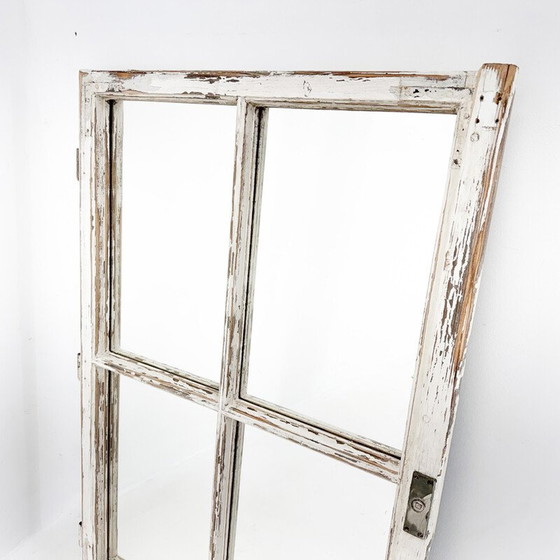 Image 1 of Fenêtre vintage en bois transformée en miroir