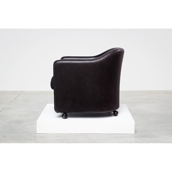 Image 1 of Paire de chaises longues vintage en cuir noir de la série 142 par Eugenio Gerli pour Tecno Milano, 1960