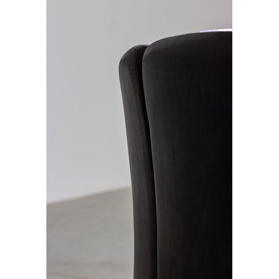 Image 1 of Paire de chaises longues vintage en cuir noir de la série 142 par Eugenio Gerli pour Tecno Milano, 1960