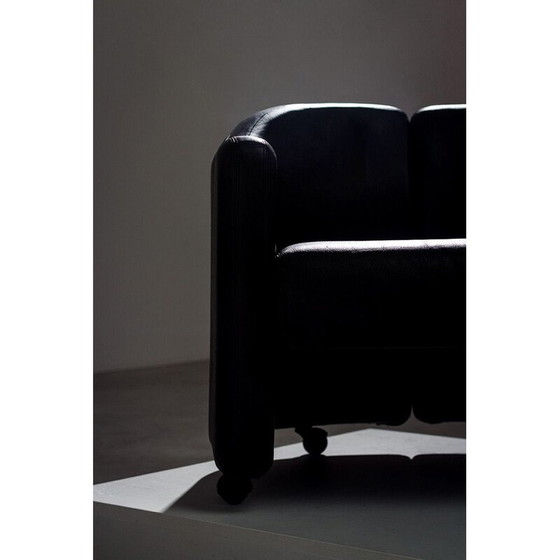 Image 1 of Paire de chaises longues vintage en cuir noir de la série 142 par Eugenio Gerli pour Tecno Milano, 1960